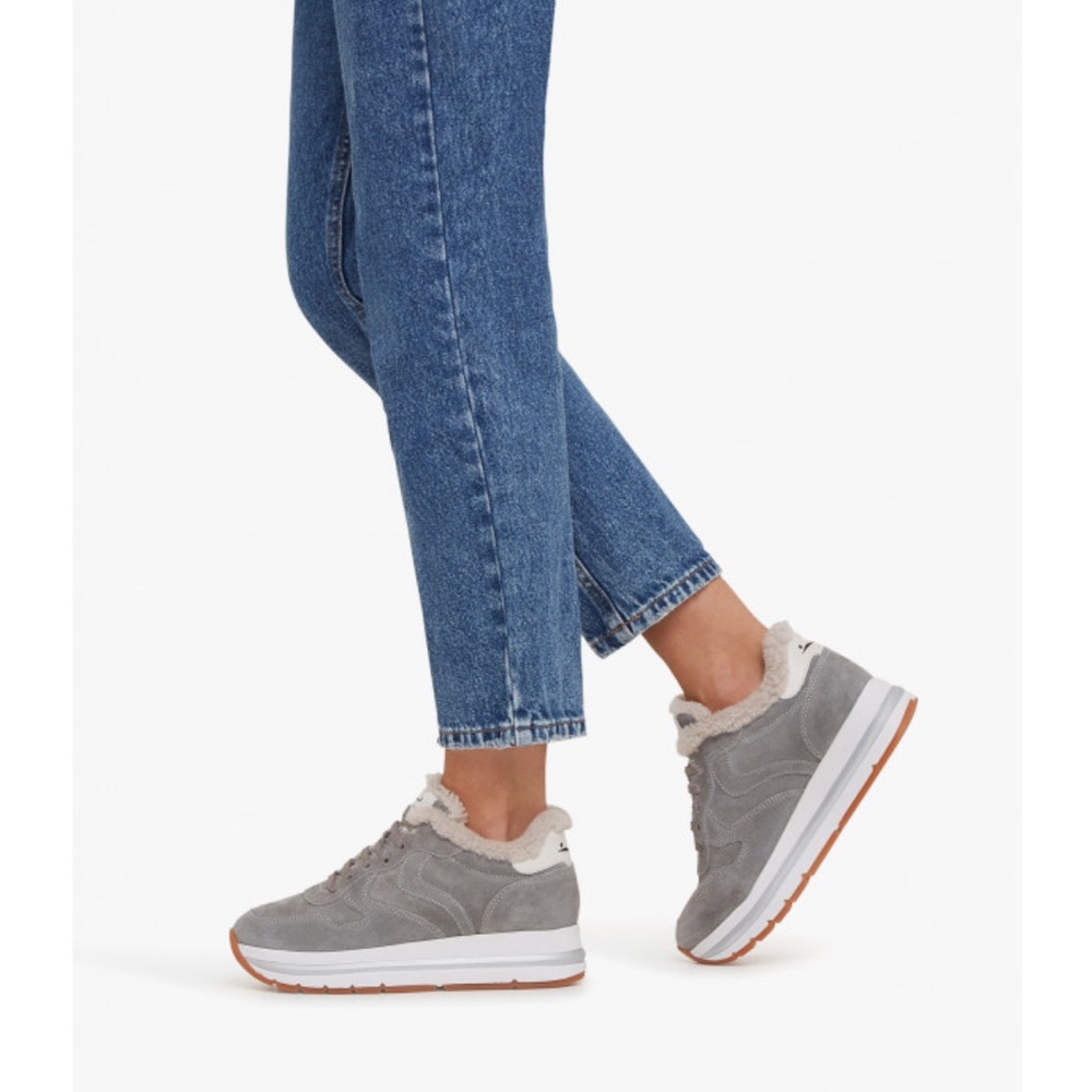 NWT VOILE BLANCHE MARAN Fur Suede Sneakers in Grey - Picture 3 of 16